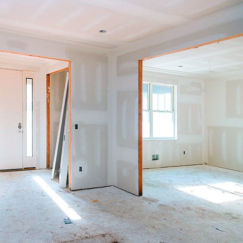 Drywall installation project with professional sheetrock work